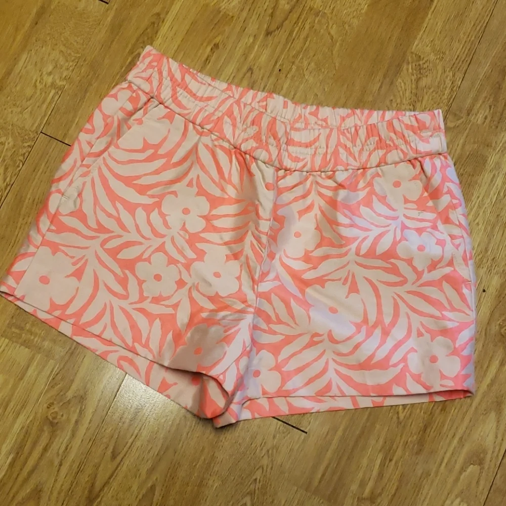 J Crew fluorescent floral pull on shorts 0